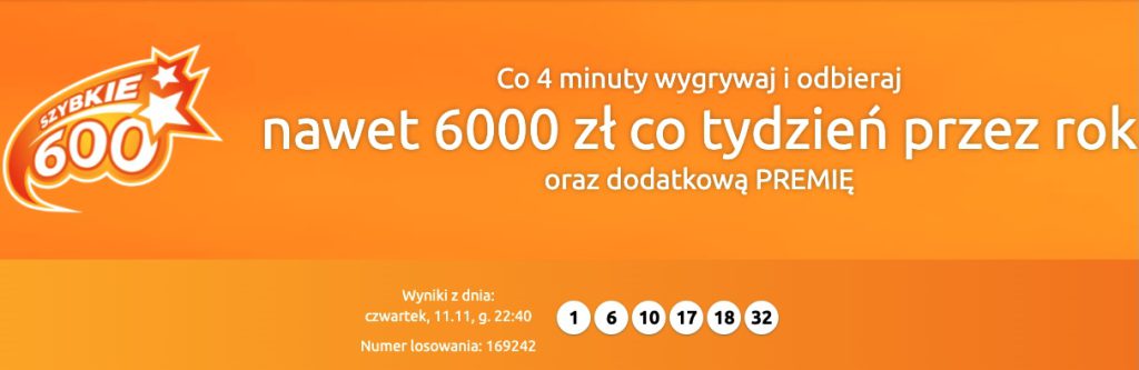 Szybkie 600 online - Gry Lotto